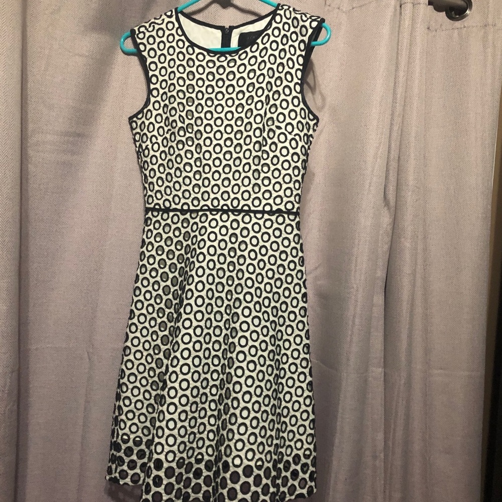J Crew 00 Black And White Circles Dress